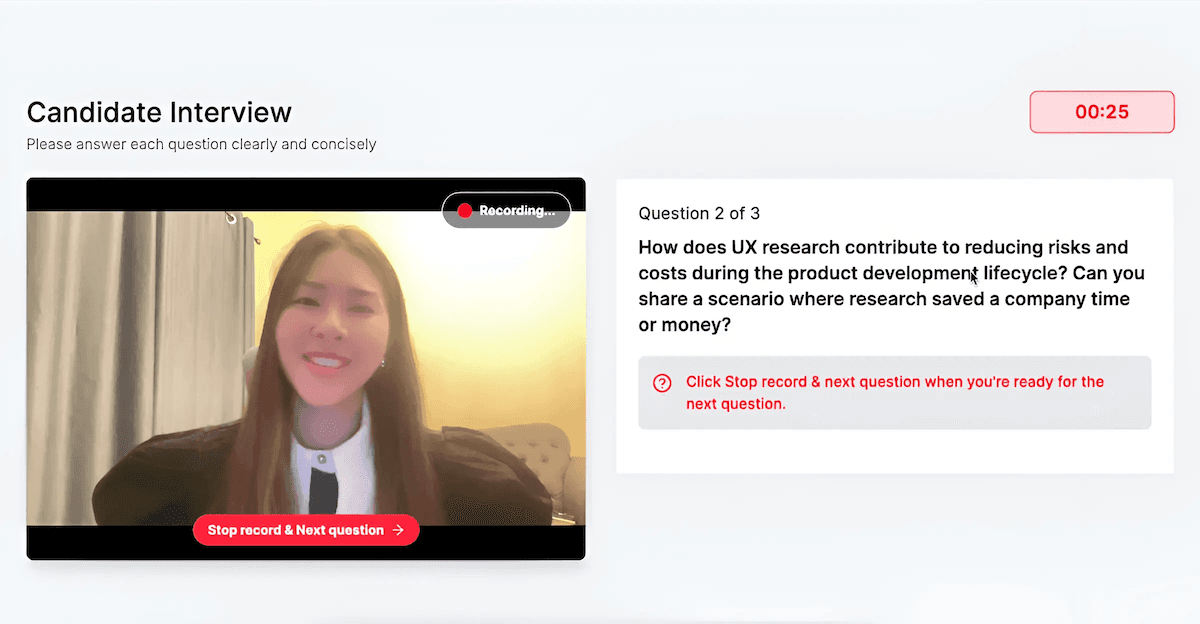Videcoot candidate interview interface